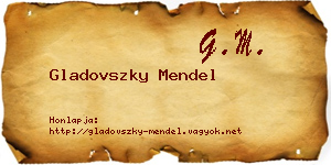 Gladovszky Mendel névjegykártya